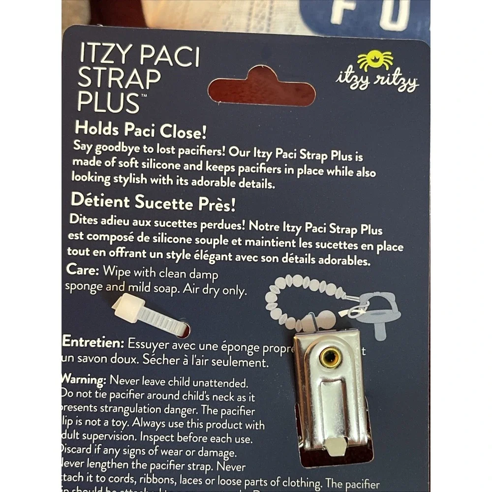 2 - Itzy Ritzy Paci Strap + Silicone Pacifier Clip, Bear Clip, No‎ Paci Included